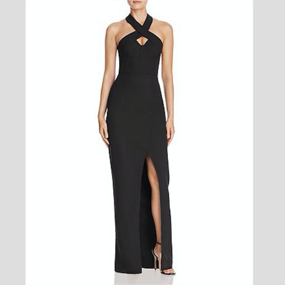 Bariano Cross Front Halter Gown - Picture 1 of 3